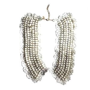 $48 Nordstrom Shimmering Gold Chain Ivory Crochet Collar Necklace Lobster Clasp
